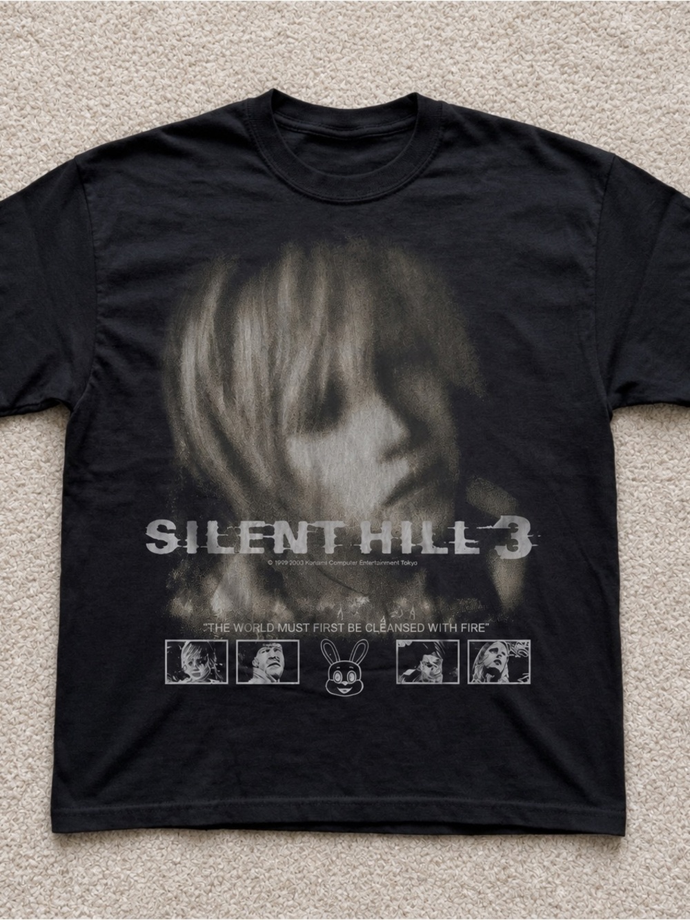 Gildan Black Silent Hill Graphic Tee with Distressed Portrait